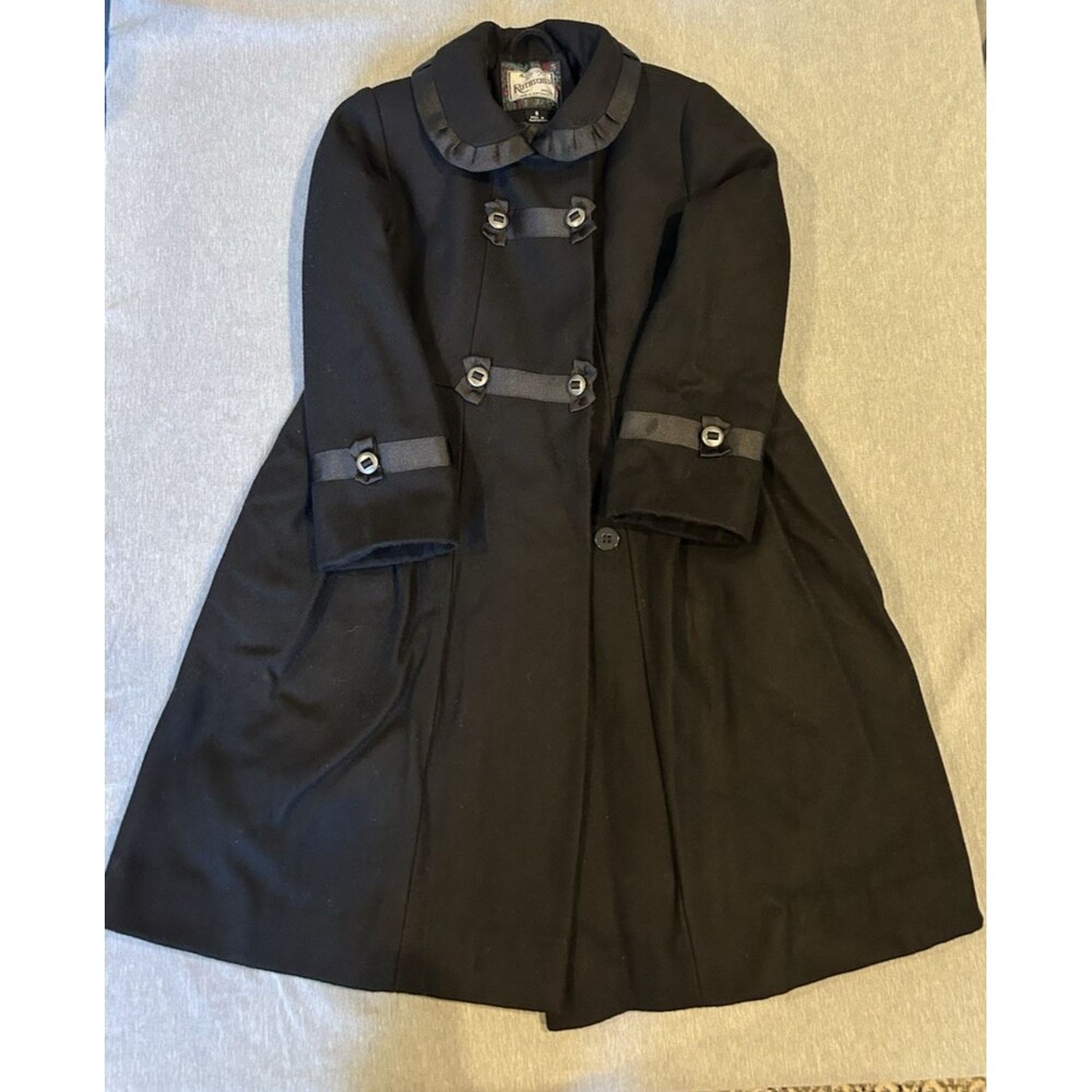 Rothschild 100% Wool Long Button Down Coat Kids Size 6 Black
